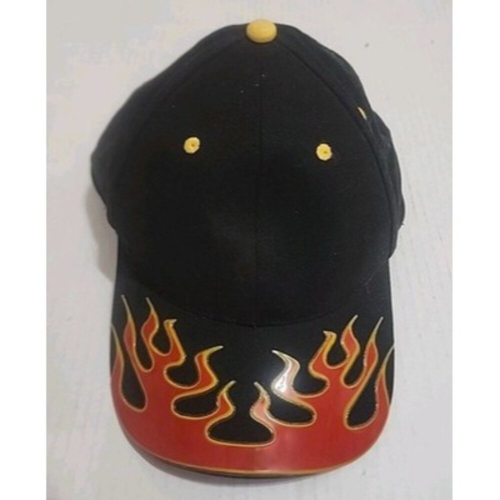 Cobra Black And Yellow With Cool Graphic Flames On Bill, Adjustable Strap